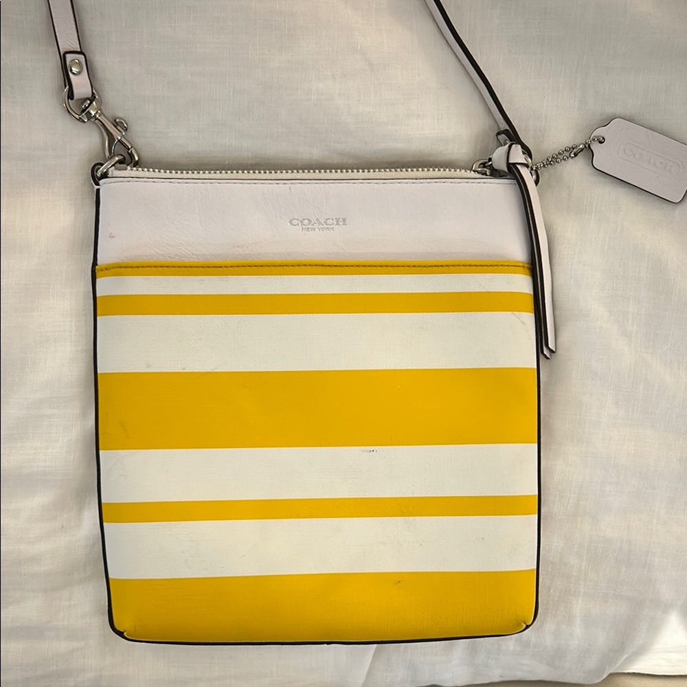 Coach Vibrant Yellow and White Crossbody Bag